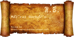 Mérai Borbás névjegykártya