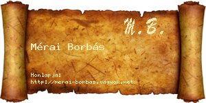 Mérai Borbás névjegykártya